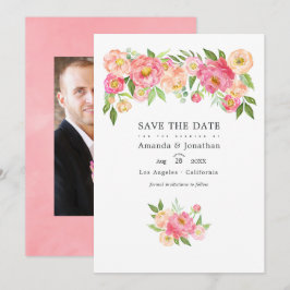 Reserve A Data Fotos De Casamento Com Peônias Em Aquarela Rosa Pa