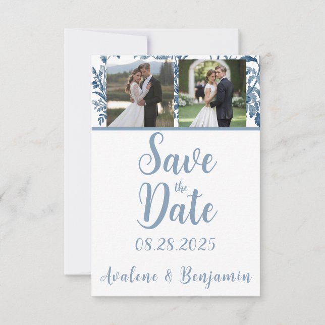 Reserve A Data Fotos de Casamento com Toile Francês Antigo (Frente)