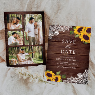 Reserve A Data Fotos de casamento de girassóis com madeira de cel
