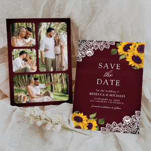 Reserve A Data Fotos de Casamento de Girassóis com Renda de Madei