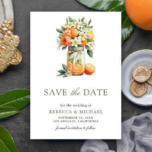 Reserve A Data Fotos de Casamento em Pote de Vidro com Laranja Cí