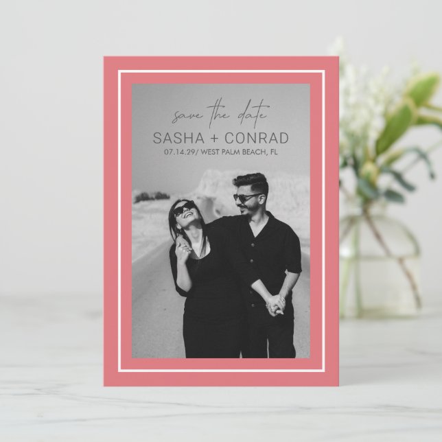 Reserve A Data Fotos de casamento modernas com borda ousada em ro (Em pé/Frente)