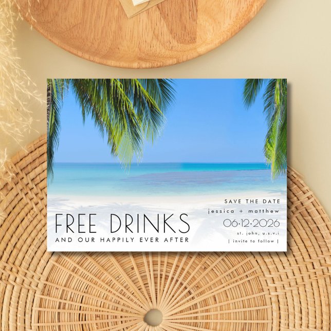 Reserve A Data Fotos de Casamento nas Ilhas Virgens da Praia Trop (Tropical Beach Virgin Islands Photo Wedding Save The Date)