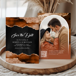 Reserve A Data Fotos de Casamento Preto de Mármore Ágata Terracot