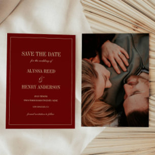 Reserve A Data Fotos de Casamento Vinho Vermelho Rótulo Clássico
