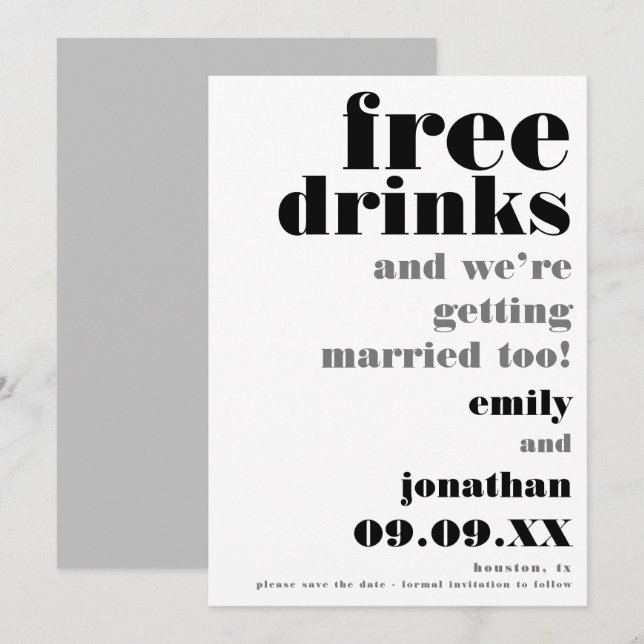 Reserve A Data Free Beks Texto casual Casual Casamento Salvar a D (Frente/Verso)