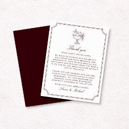 Reserve A Data Fruit Vase Burgundy Wedding Thank You Card