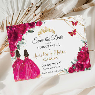 Reserve A Data Fuchsia Floral Twins XV Quinceañera Salve a Data