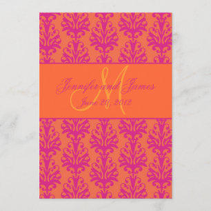 Reserve A Data Fuchsia Orange Damask Salvar Monograma de Data