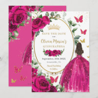 Fuchsia Quente Rosa, Princesa Floral, Vestida Quin