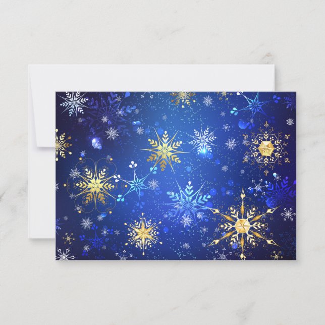 Reserve A Data Fundo Azul XMAS com Flocos de Neve Ouro (Frente)