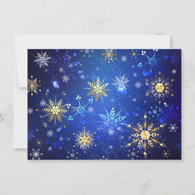 Reserve A Data Fundo Azul XMAS com Flocos de Neve Ouro (Frente)