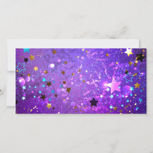 Reserve A Data Fundo de papel alumínio roxo com estrelas (Frente)