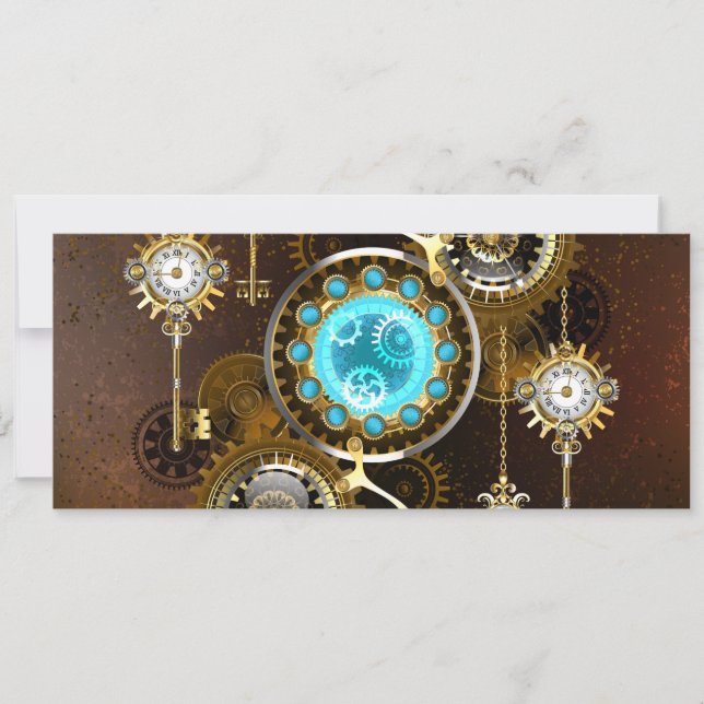 Reserve A Data Fundo enferrujado Steampunk com lentes turquesa (Frente)