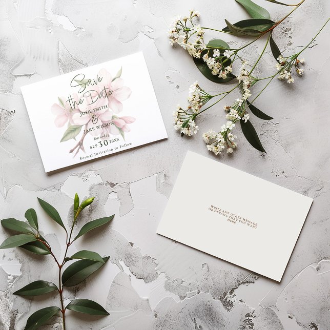 Reserve A Data Fundo florescente de cereja salvar a data (Pretty save the date with a watercolor style background of pretty pink cherry blossom)