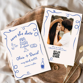 Reserve A Data Funky Caprichoso Mão Desenhada Foto de Casamento A