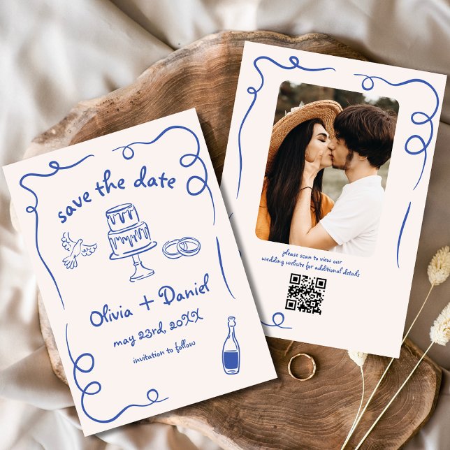 Reserve A Data Funky Caprichoso Mão Desenhada Foto de Casamento A (Criador carregado)