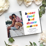 Reserve A Data Funny Typography Photo Wedding Save the Date<br><div class="desc">Announce your big day in style with our fun and colorful 'Booze,  food,  bad dance moves" save the date. Featuring a photo and colorful design,  this card is perfect for couples who want to add a bit of personality to their wedding save the dates.</div>