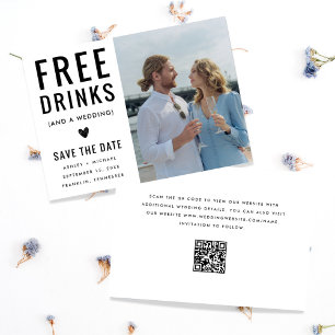 Reserve A Data Funny Unique Free Drinks Qr Code Photo Wedding