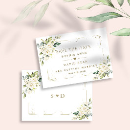 Reserve A Data Fusíveis Brancos Elegantes: Dourado Casamento com