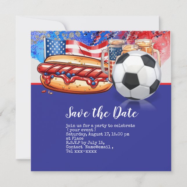 Reserve A Data Futebol 4 de julho Dia da Independência América (Frente)