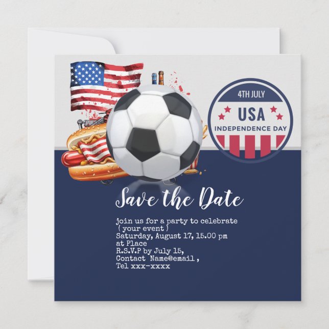 Reserve A Data Futebol 4 de julho Dia da Independência América (Frente)