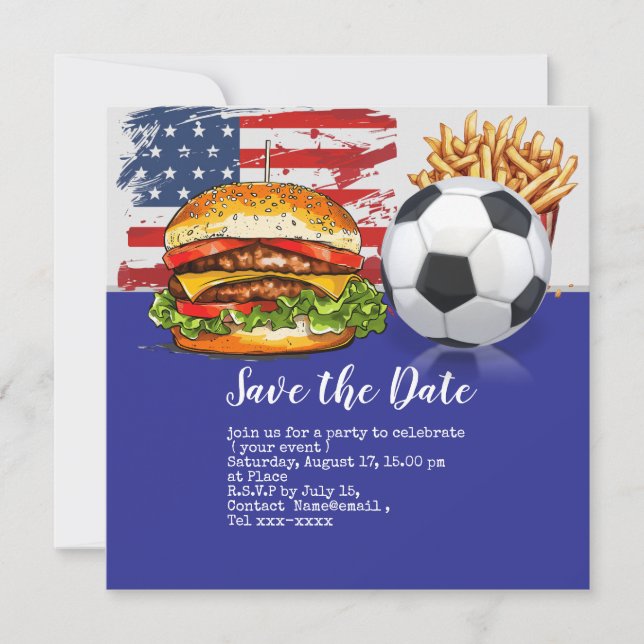 Reserve A Data Futebol 4 de julho Dia da Independência América (Frente)