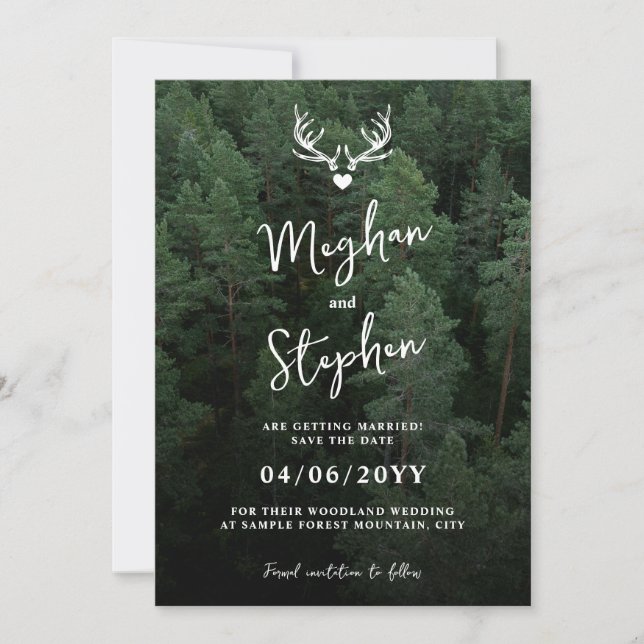 Reserve A Data Galhos de Veado Floresta de Pinheiros Casamento na (Frente)