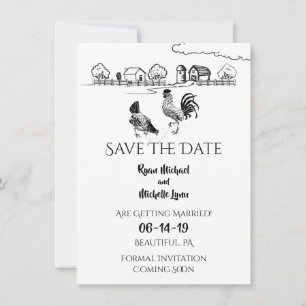 Reserve A Data Galinheiros Galo, Galinha   Preto, Branco Casament
