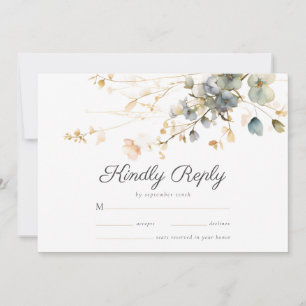 Reserve A Data Garden Boho Wildflower Beige Blue Weding RSVP