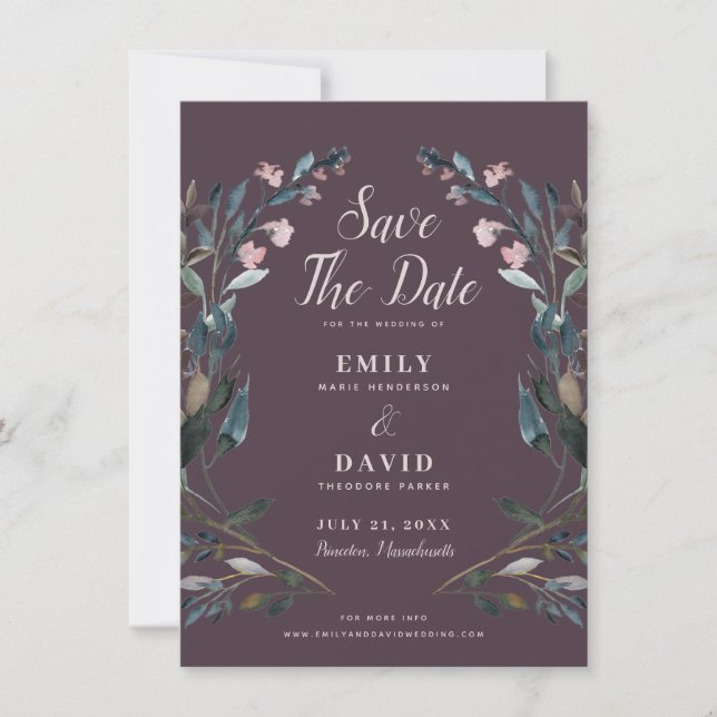 Reserve A Data Garden Crest | Casamento De Mauve Purple Com Exceç (Frente)