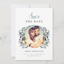 Reserve A Data Garden Crest | Foto Floral de Casamento Azul Branc