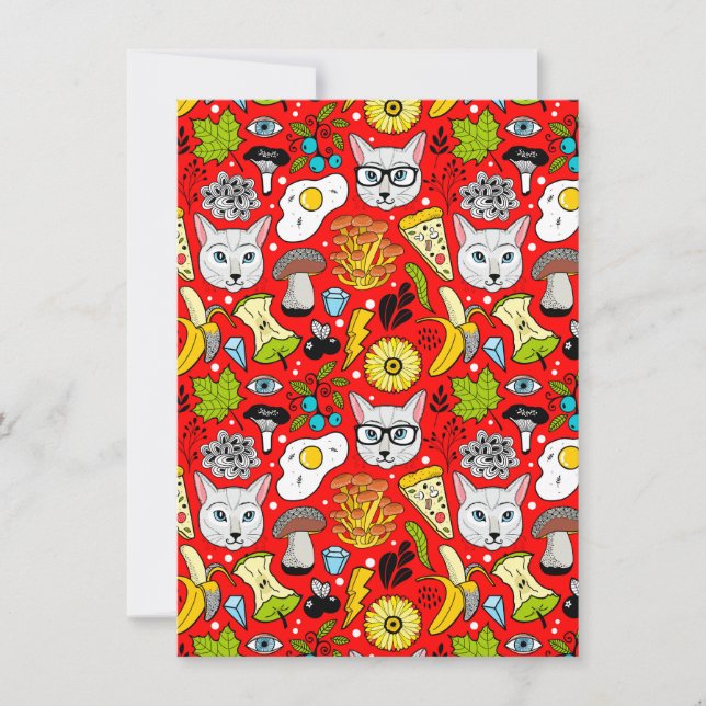 Reserve A Data Gato e ovo em vermelho (Frente)