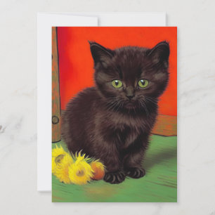 Reserve A Data Gato Preto do Estilo Van Gogh