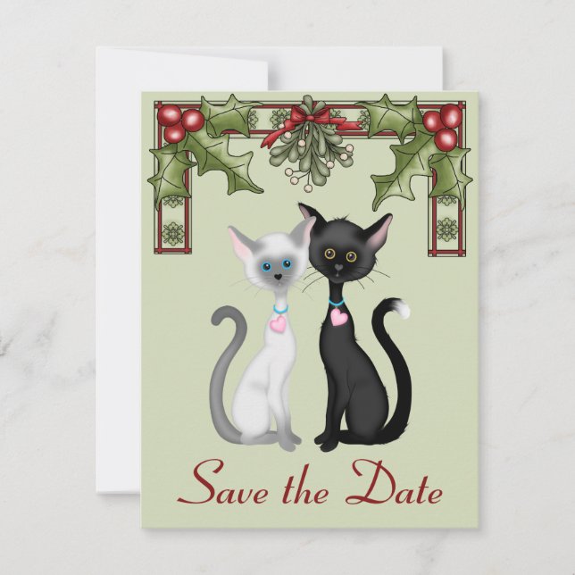 Reserve A Data Gatos Fofos de Feriado Salvam o Aviso de Casamento (Frente)