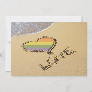 Reserve A Data Gay Rainbow Amor Coração Na Areia
