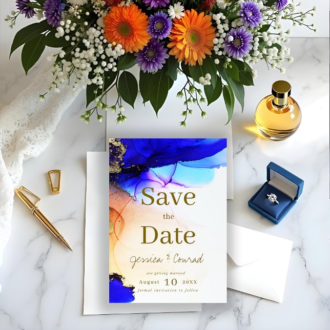 Reserve A Data Gemstone Blue & Orange (Gemstone Blue & Orange Save The Date.)