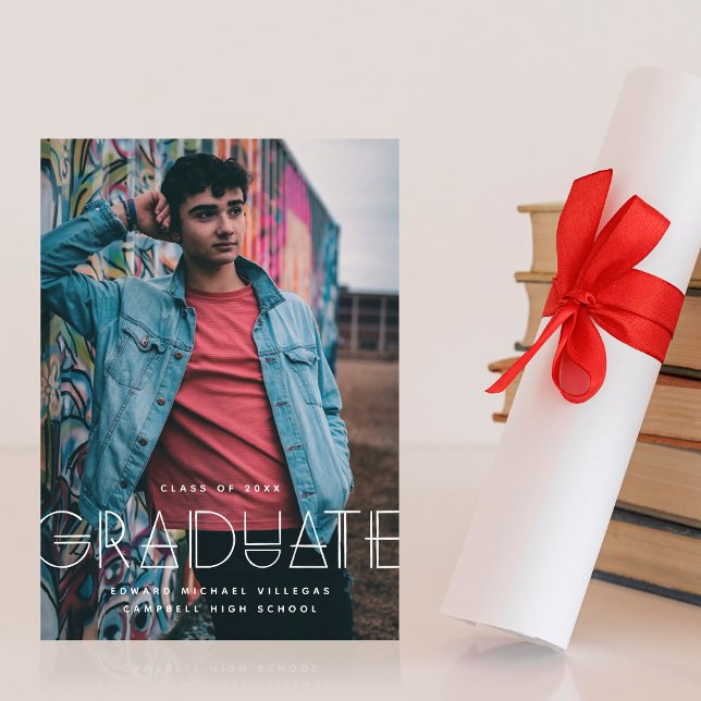 Reserve A Data Geo Grad Modern Typography Graduation Announcement (Criador carregado)