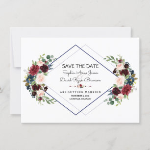 Reserve A Data Geometric Merlot Azul Marinho Floral Salve A Data