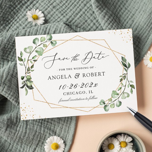 Reserve A Data Gerência Geométrica Moderna Eucalyptus Deixa Scrip (Criador carregado)