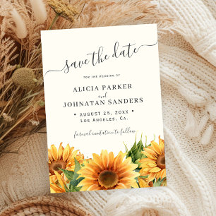 Reserve A Data Girasol rústico boho verão jardim casamento marfim