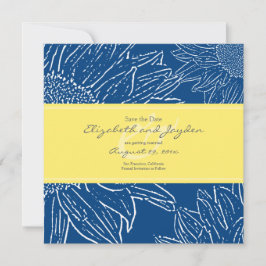 Reserve A Data Girassol com Banda Save the Date: Azul Amarelo