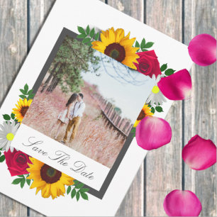 Reserve A Data Girassol Rosa Margarida Floral Casamento