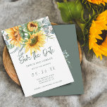 Reserve A Data Girassol Russo Eucalyptus Watercolor<br><div class="desc">Isso permite salvar a data da placa plana com girassol e eucalipto de cor d'água. Caligrafia de script e fonte moderna usada.</div>