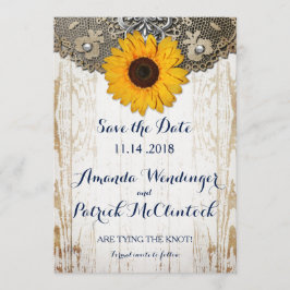 Reserve A Data Girassol Rústico e Renda Save the Date