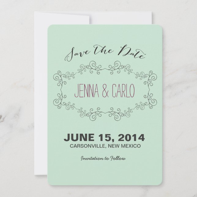 Reserve A Data giro de rabisco salvar a data (Frente)