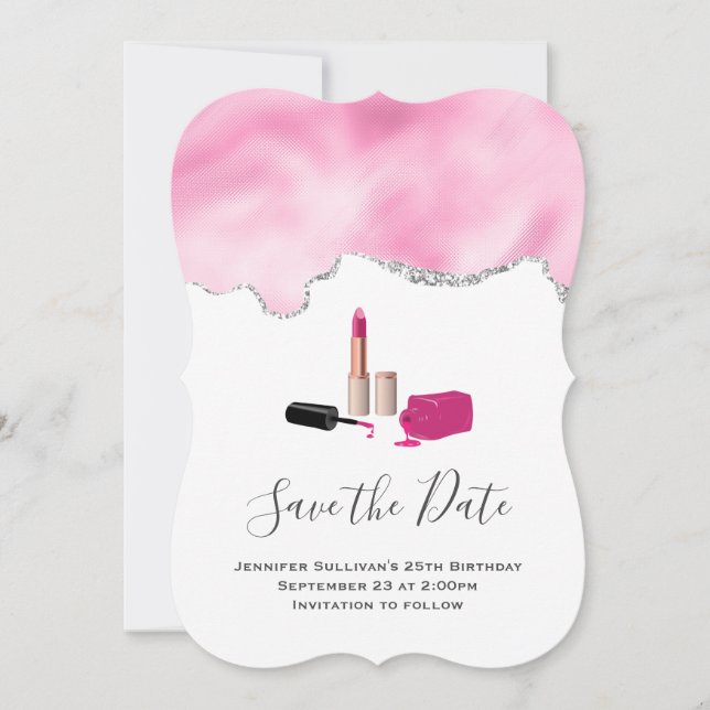 Reserve A Data Glam-Lábio Rosa E Bela Polonesa Nail Pensada (Frente)