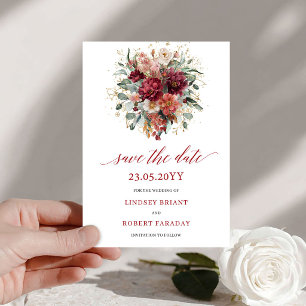 Reserve A Data Glam Outono Borgonha Dourado Floral Salve A Data