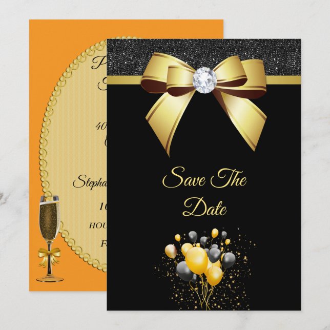 Reserve A Data Glamourous Elegance Birthday Party (Frente/Verso)