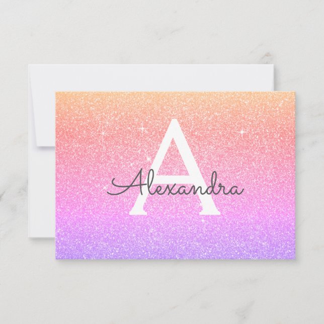 Reserve A Data Glitter 16 roxo rosado brilho doce Salvar a data (Frente)